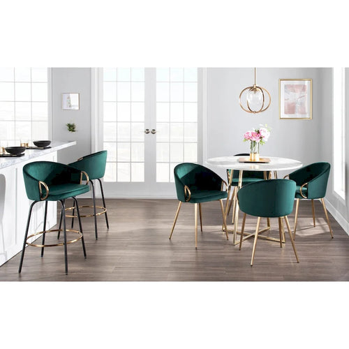 26" Fixed-Height Counter Stool with Black Metal Legs & Gold Footrest (Set of 2)