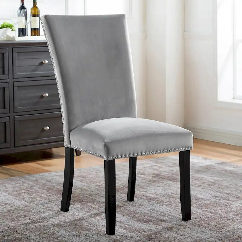 Modern Nailhead Dining Side Chairs (Set of 2)
