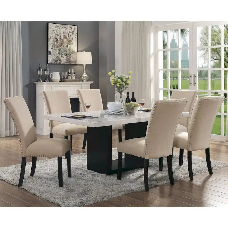 Modern Nailhead Dining Side Chairs (Set of 2)
