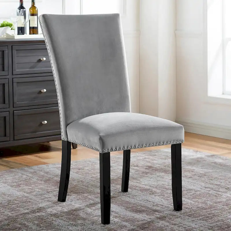 Modern Nailhead Dining Side Chairs (Set of 2)