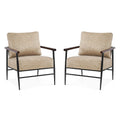 Set of 2 Modern Accent Armchairs, Leathaire Fabric with Carbon Steel Legs