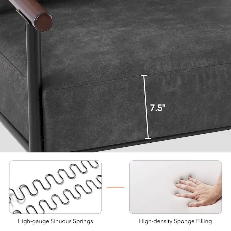 Set of 2 Modern Accent Armchairs, Leathaire Fabric with Carbon Steel Legs