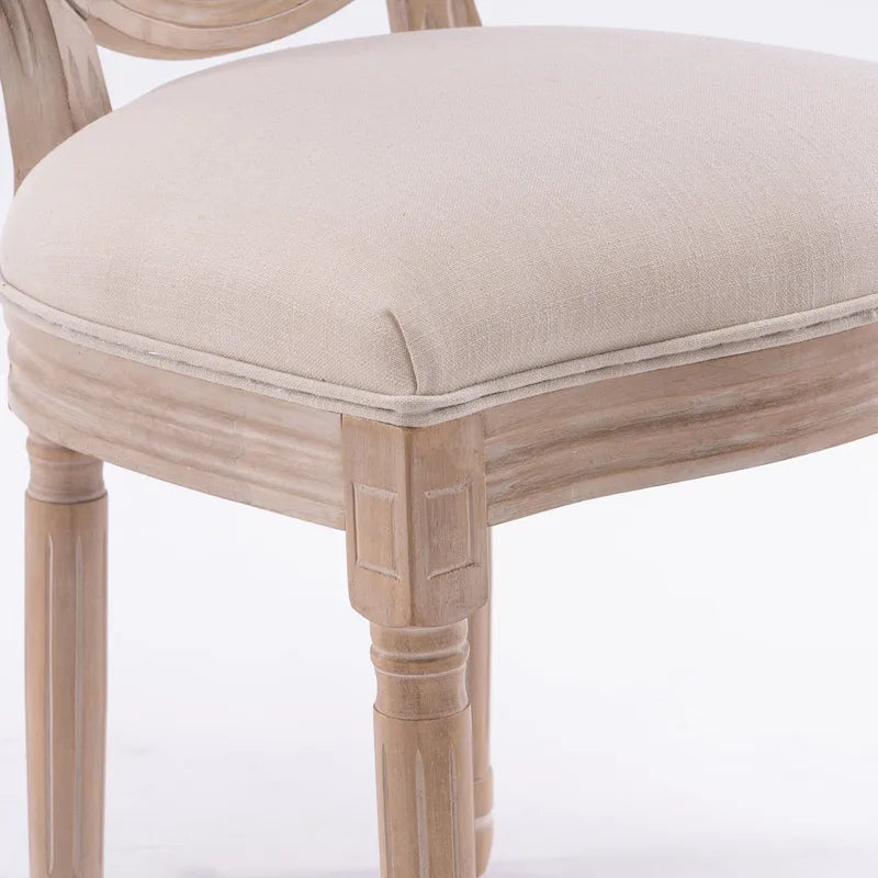 Style Solid Wood Frame Antique Painting Rattan Back Dining Chair Set of 2