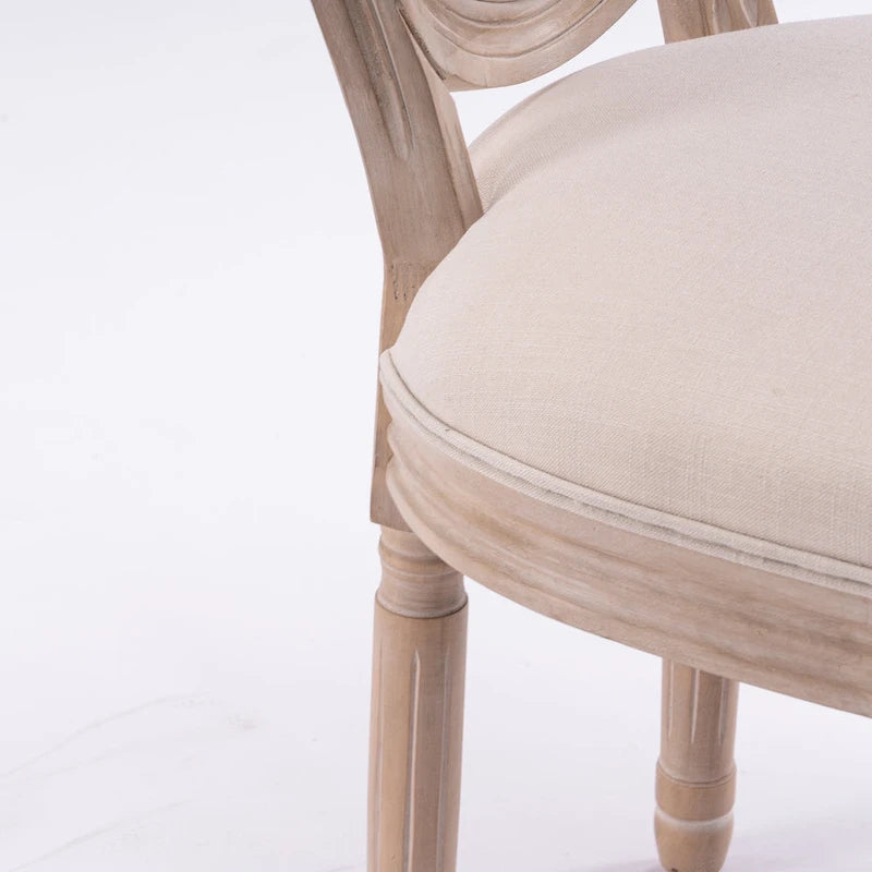Style Solid Wood Frame Antique Painting Rattan Back Dining Chair Set of 2