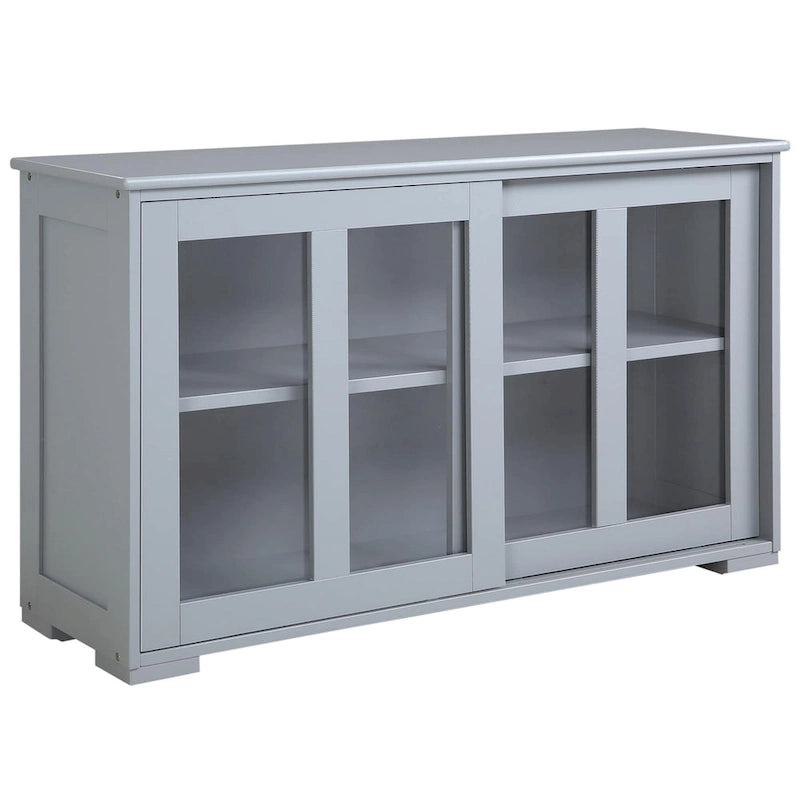 Modern Kitchen Sideboard, Stackable Storage Cabinet with Sliding Glass Door