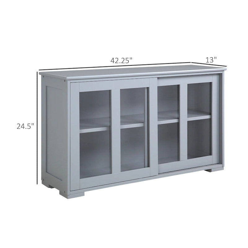 Modern Kitchen Sideboard, Stackable Storage Cabinet with Sliding Glass Door