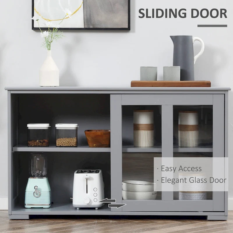 Modern Kitchen Sideboard, Stackable Storage Cabinet with Sliding Glass Door