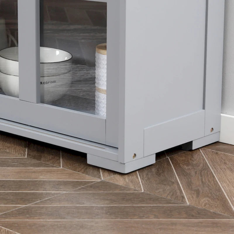 Modern Kitchen Sideboard, Stackable Storage Cabinet with Sliding Glass Door