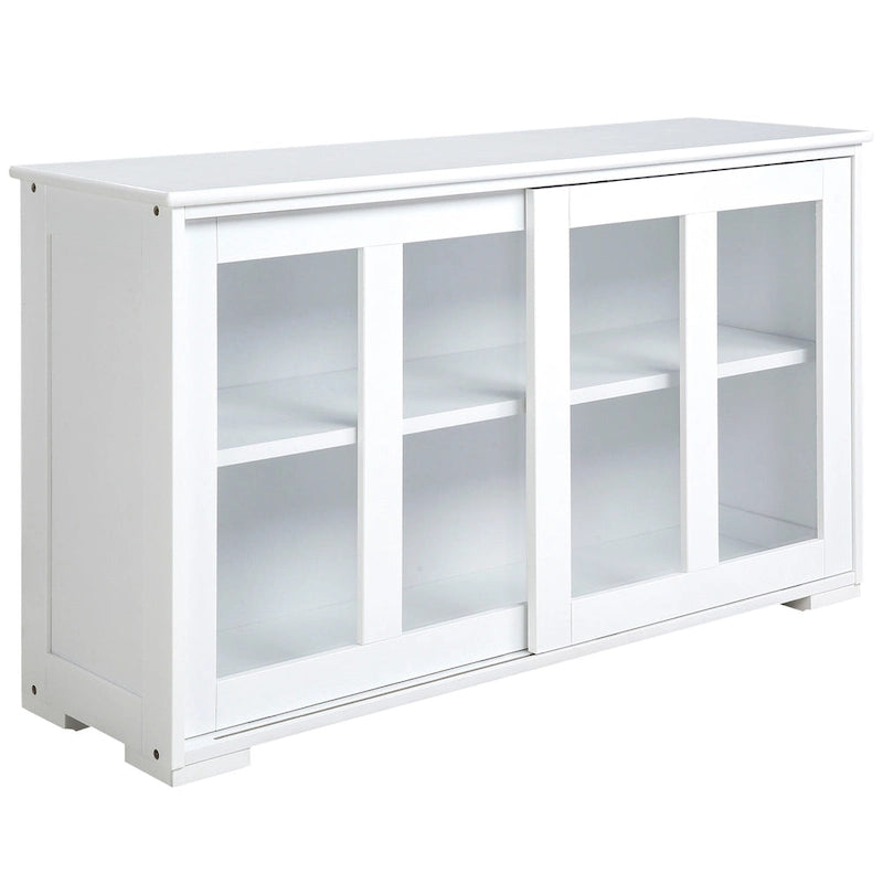 Modern Kitchen Sideboard, Stackable Storage Cabinet with Sliding Glass Door