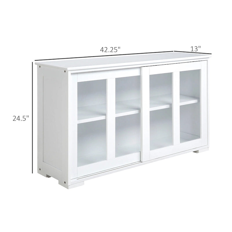 Modern Kitchen Sideboard, Stackable Storage Cabinet with Sliding Glass Door