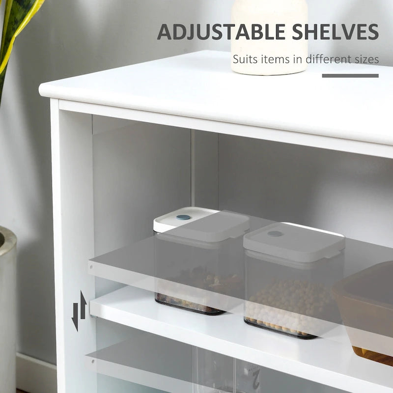 Modern Kitchen Sideboard, Stackable Storage Cabinet with Sliding Glass Door