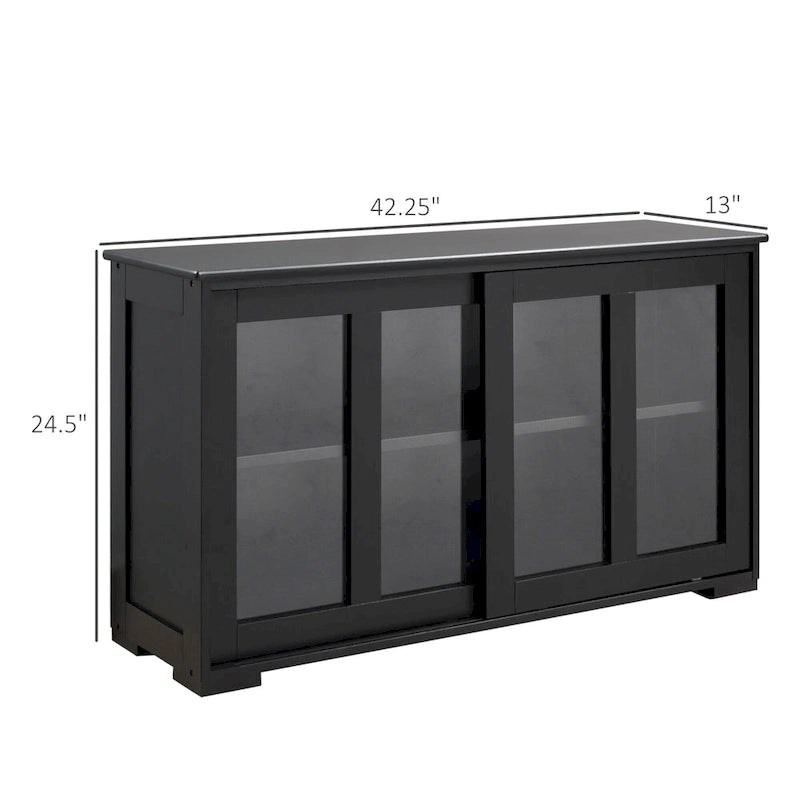 Modern Kitchen Sideboard, Stackable Storage Cabinet with Sliding Glass Door