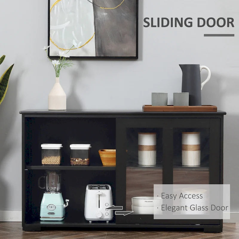 Modern Kitchen Sideboard, Stackable Storage Cabinet with Sliding Glass Door