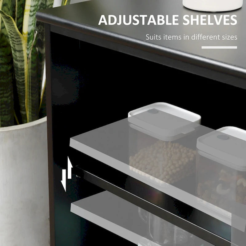 Modern Kitchen Sideboard, Stackable Storage Cabinet with Sliding Glass Door