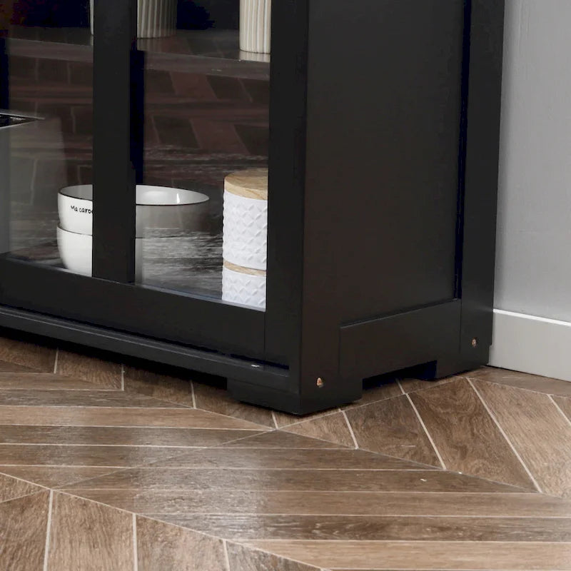 Modern Kitchen Sideboard, Stackable Storage Cabinet with Sliding Glass Door