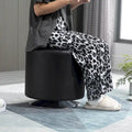 360-Degree Swivel Round PU Ottoman with Thick Sponge Padding and Solid Steel Base
