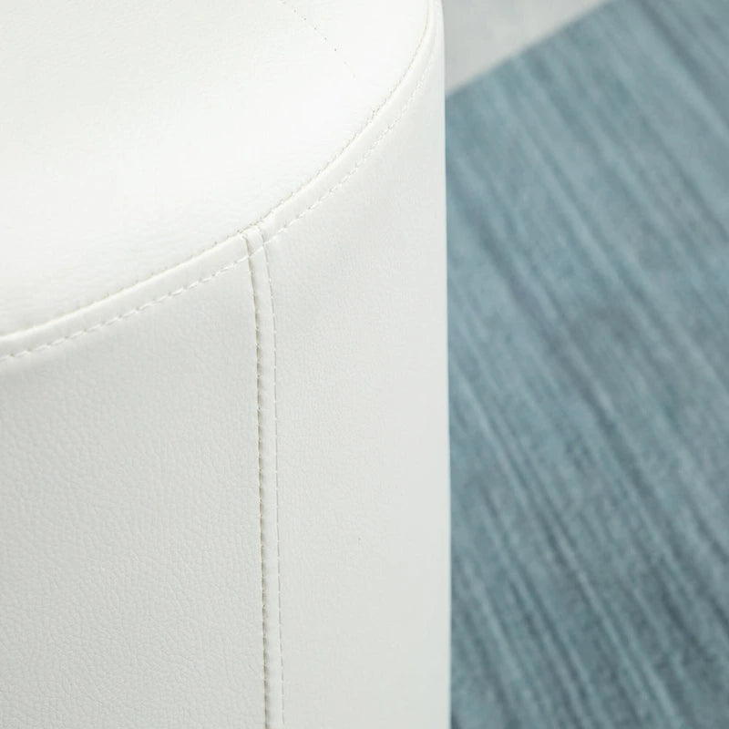 360-Degree Swivel Round PU Ottoman with Thick Sponge Padding and Solid Steel Base
