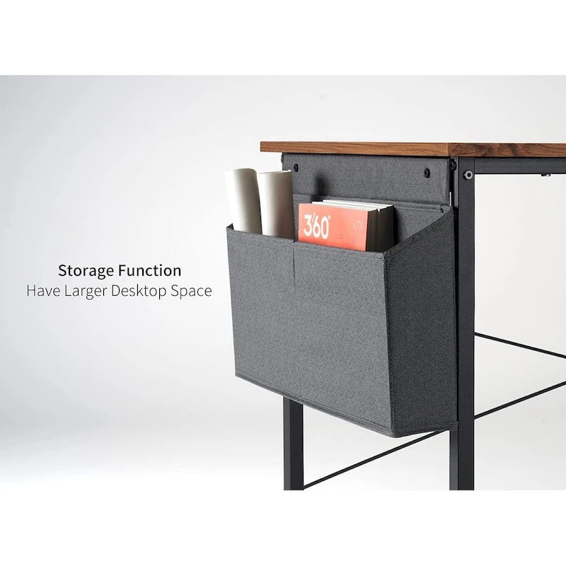 Computer Desk with 2-Tier Open Shelves and Storage Bag