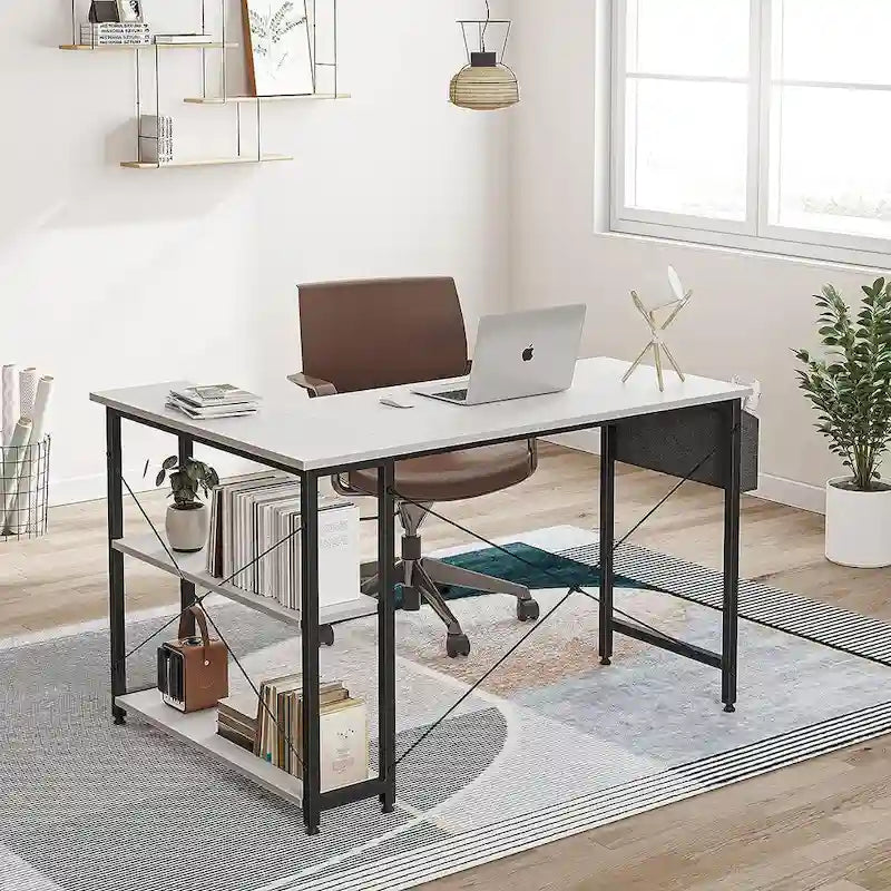 Computer Desk with 2-Tier Open Shelves and Storage Bag