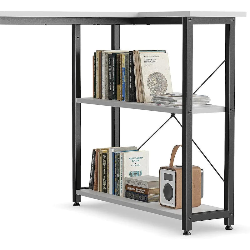 Computer Desk with 2-Tier Open Shelves and Storage Bag