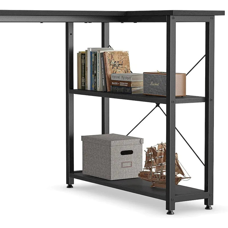 Computer Desk with 2-Tier Open Shelves and Storage Bag
