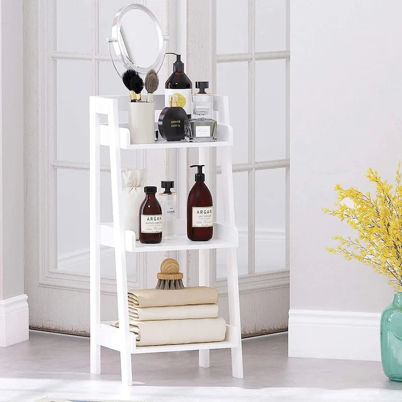3-Tier Freestanding Ladder Shelf, White