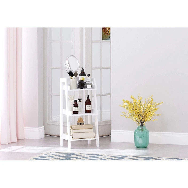 3-Tier Freestanding Ladder Shelf, White