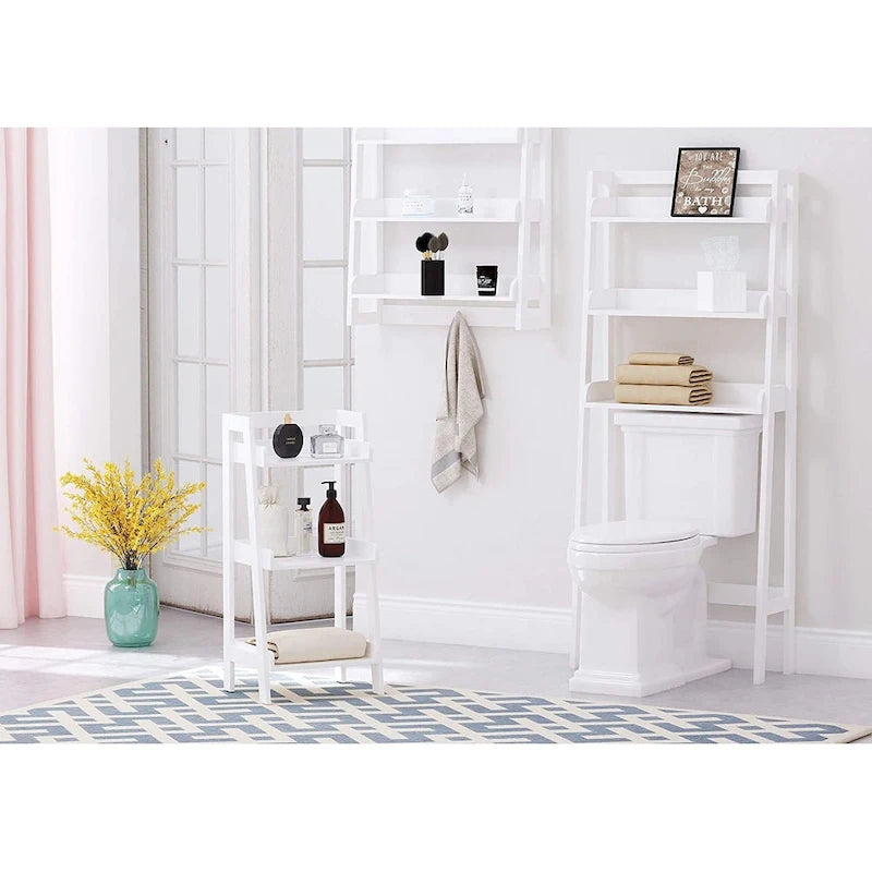 3-Tier Freestanding Ladder Shelf, White