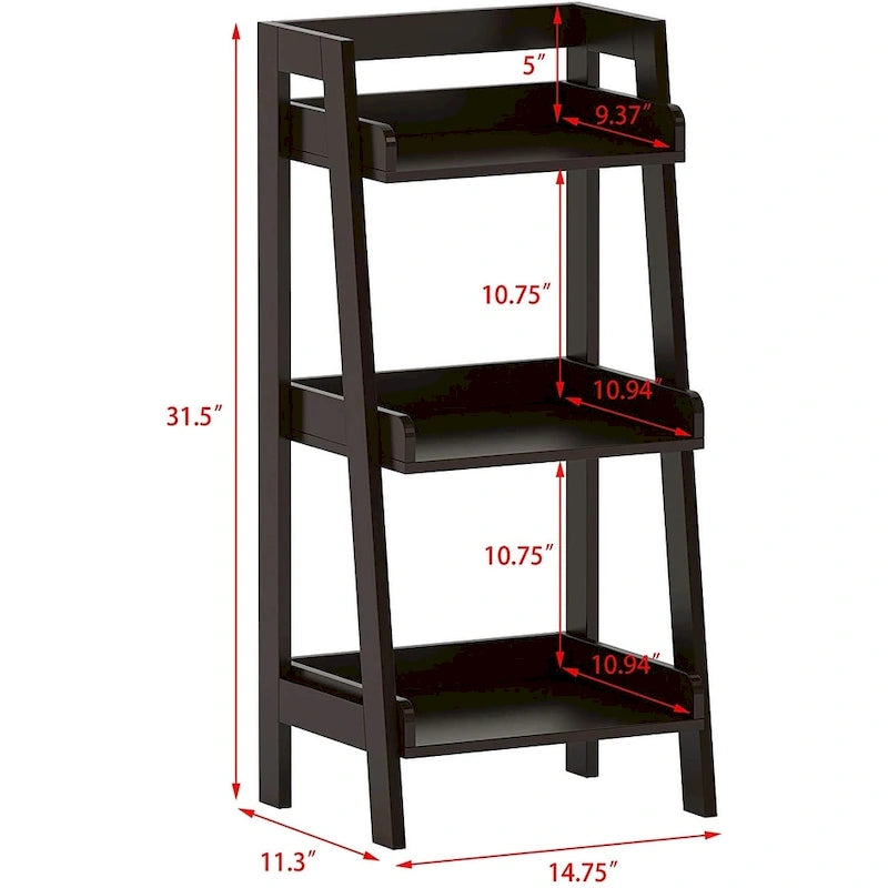 3-Tier Freestanding Ladder Shelf, White