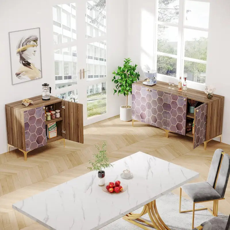 Modern Buffet Sideboard Cabinet with Storage for Dining Room (Set of 2)