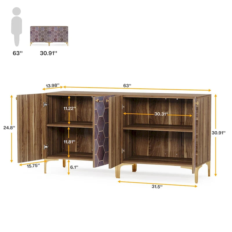 Modern Buffet Sideboard Cabinet with Storage for Dining Room (Set of 2)