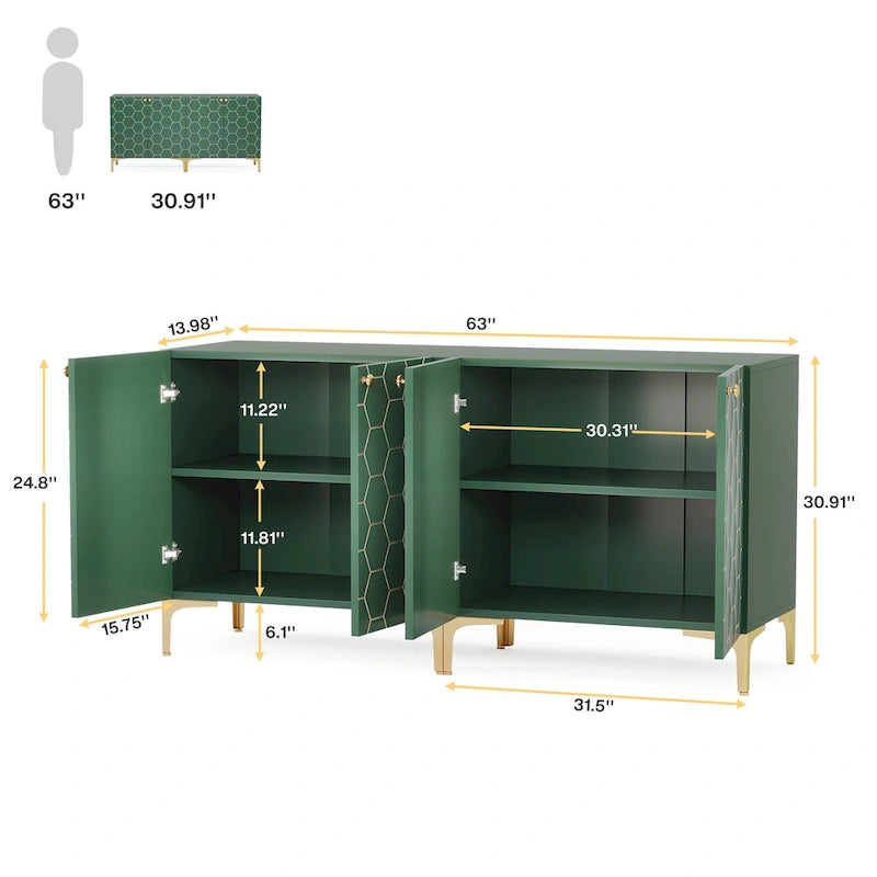 Modern Buffet Sideboard Cabinet with Storage for Dining Room (Set of 2)