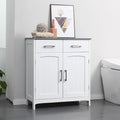 Bathroom Floor Cabinet, Freestanding Linen Cabinet with 2 Drawers & Double Doors