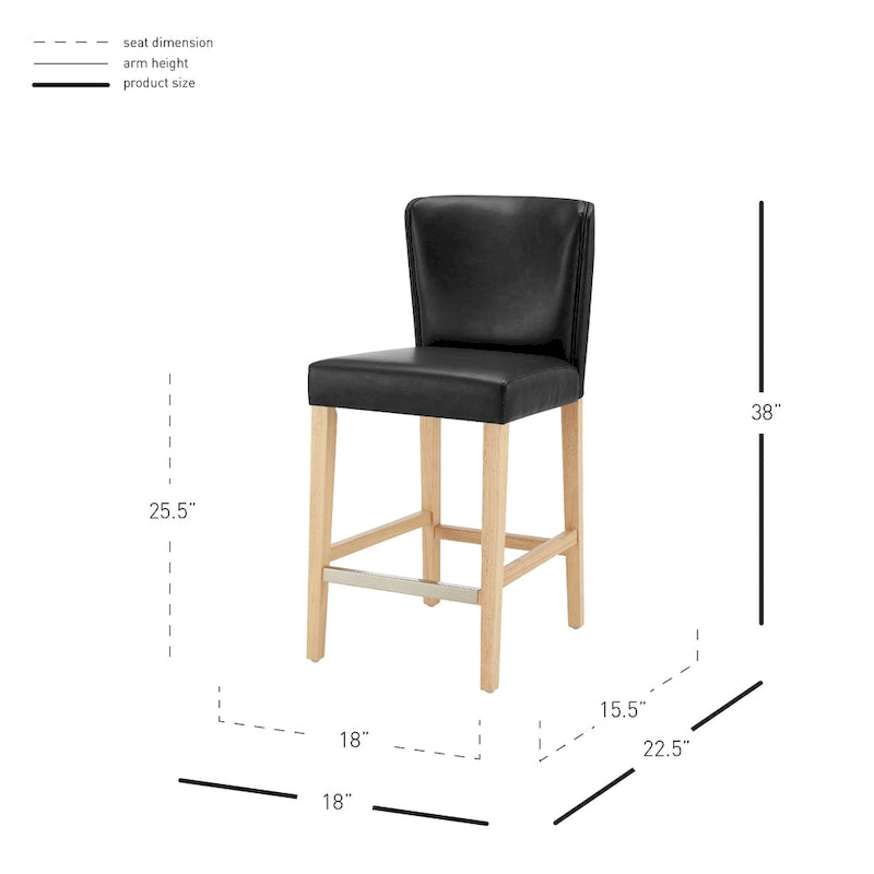 Wingback Faux Leather Counter Stool