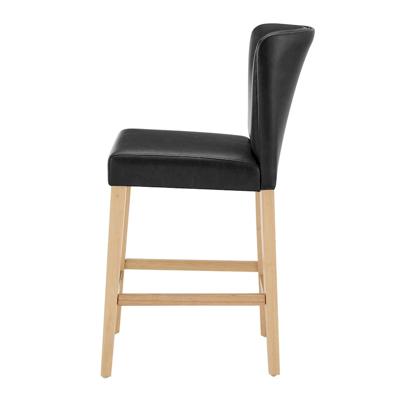 Wingback Faux Leather Counter Stool