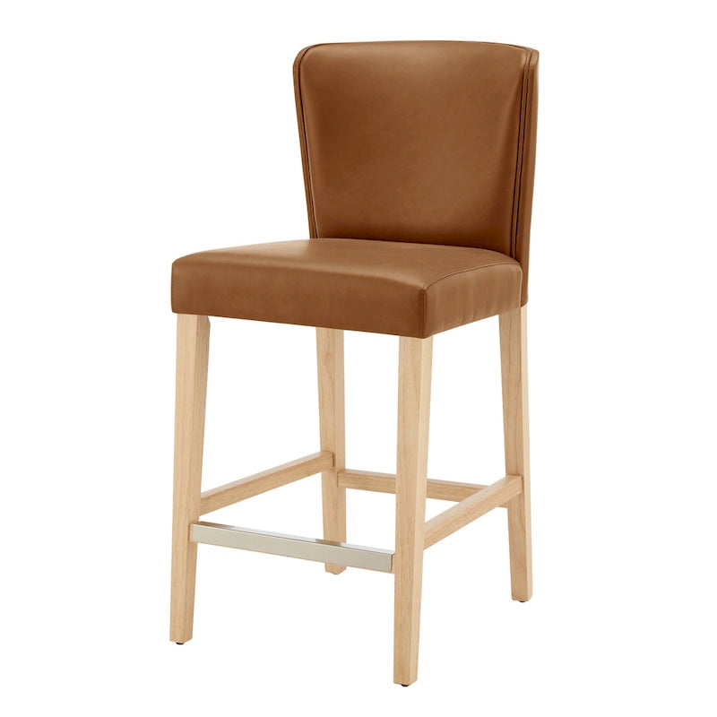 Wingback Faux Leather Counter Stool