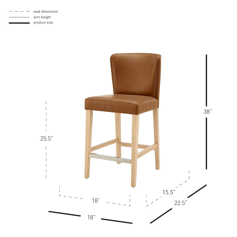 Wingback Faux Leather Counter Stool