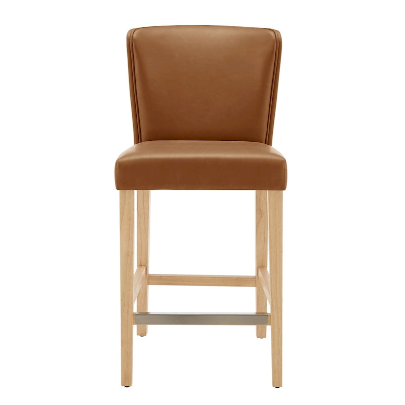 Wingback Faux Leather Counter Stool