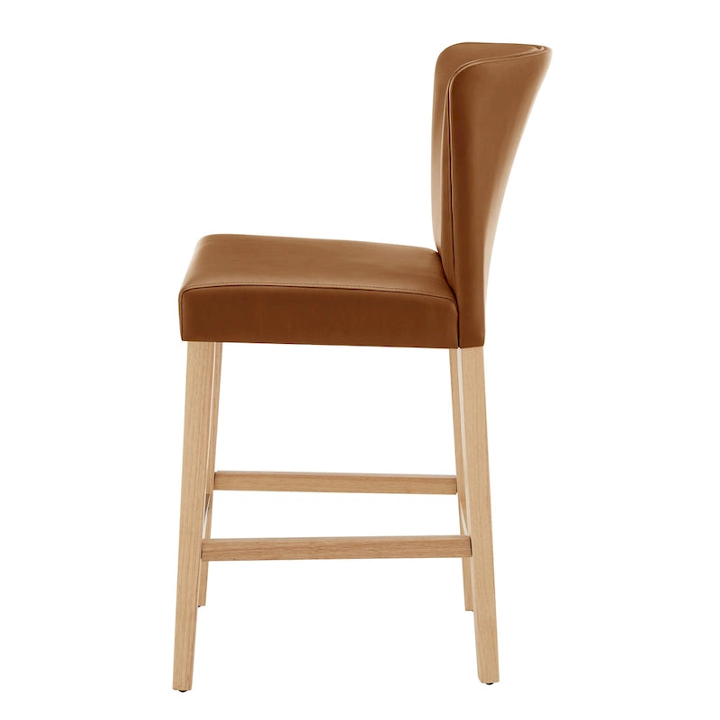 Wingback Faux Leather Counter Stool