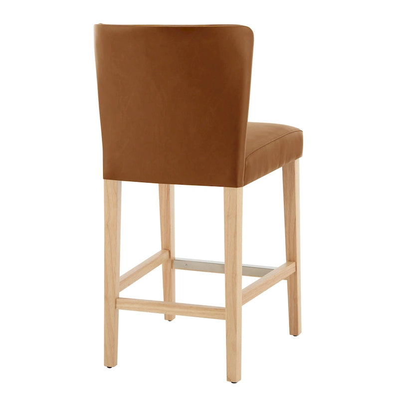 Wingback Faux Leather Counter Stool