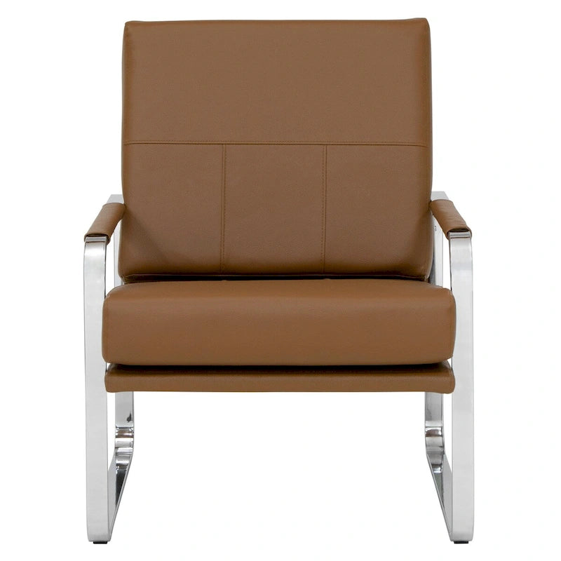 Metal and Bonded Leather Modern Accent Arm Chair
