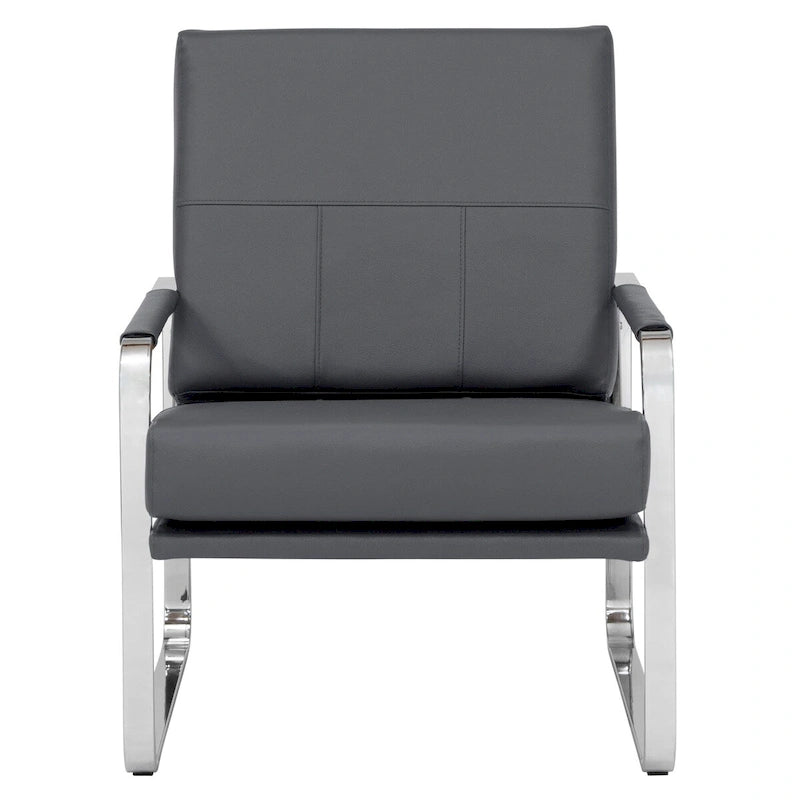 Metal and Bonded Leather Modern Accent Arm Chair