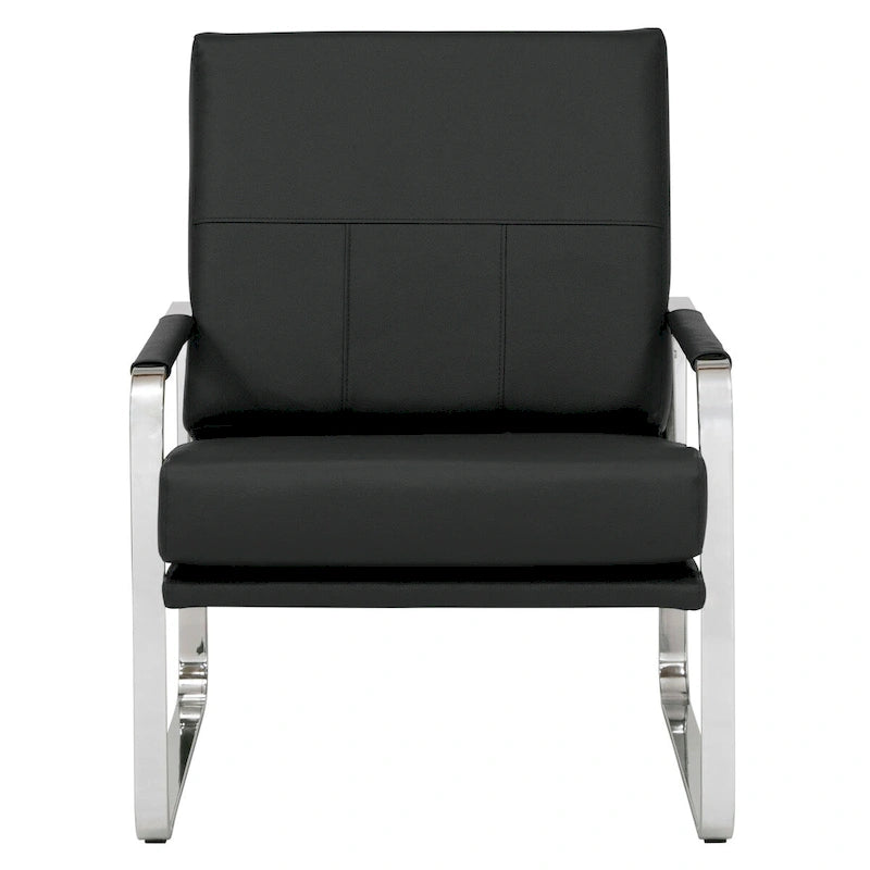 Metal and Bonded Leather Modern Accent Arm Chair