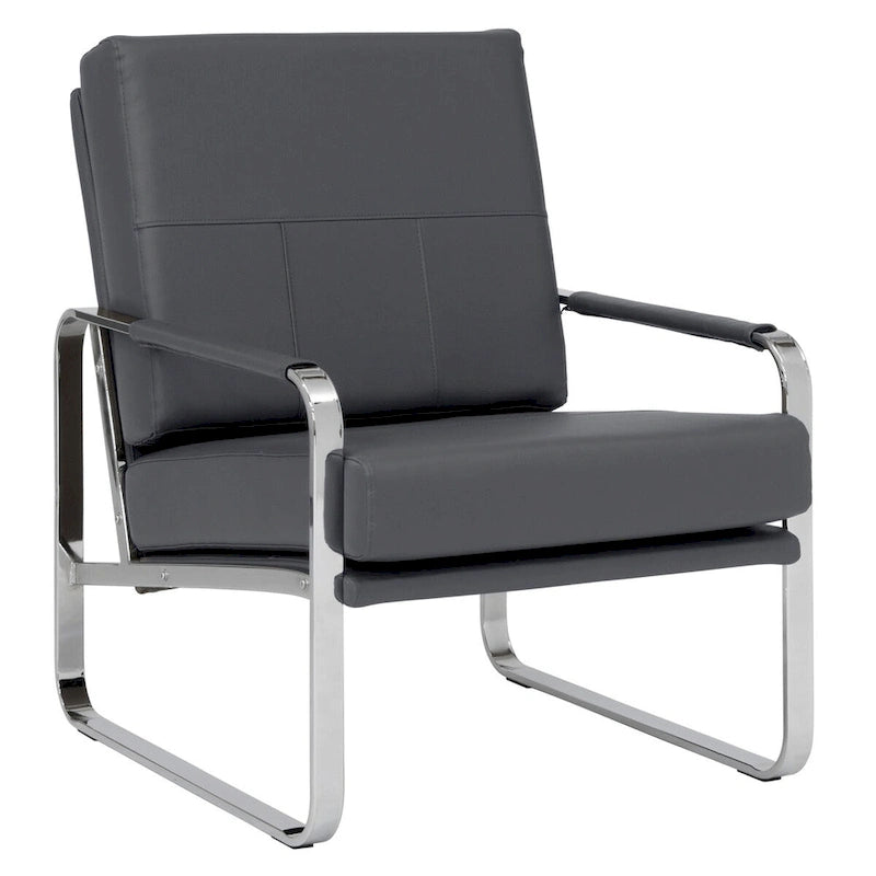 Metal and Bonded Leather Modern Accent Arm Chair