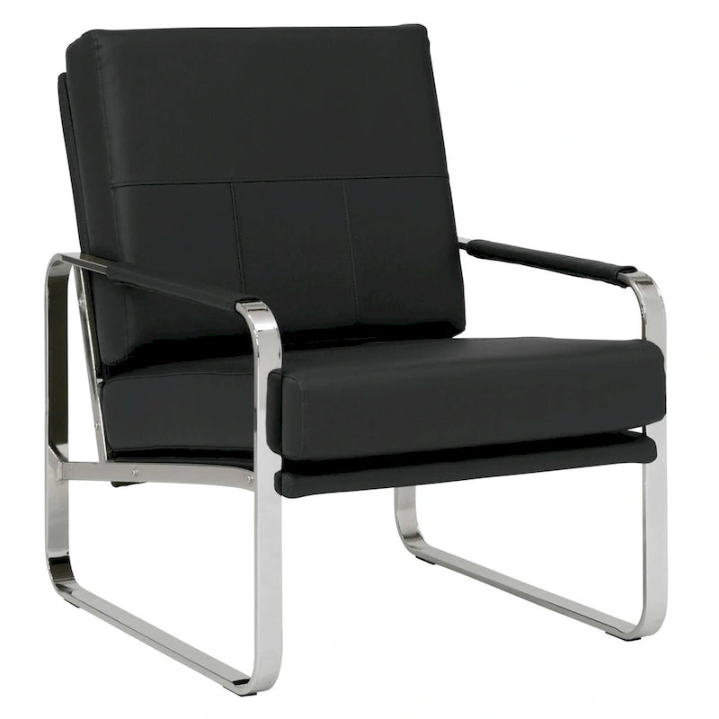 Metal and Bonded Leather Modern Accent Arm Chair