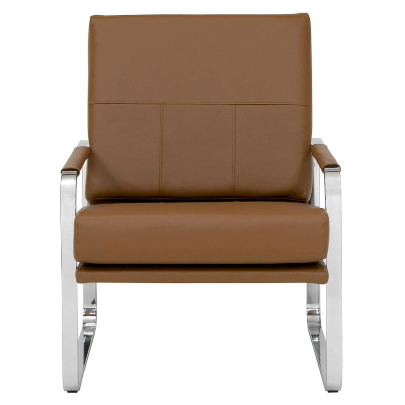 Metal and Bonded Leather Modern Accent Arm Chair