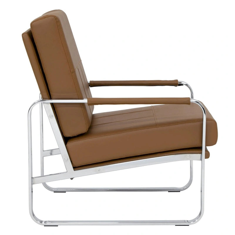 Metal and Bonded Leather Modern Accent Arm Chair