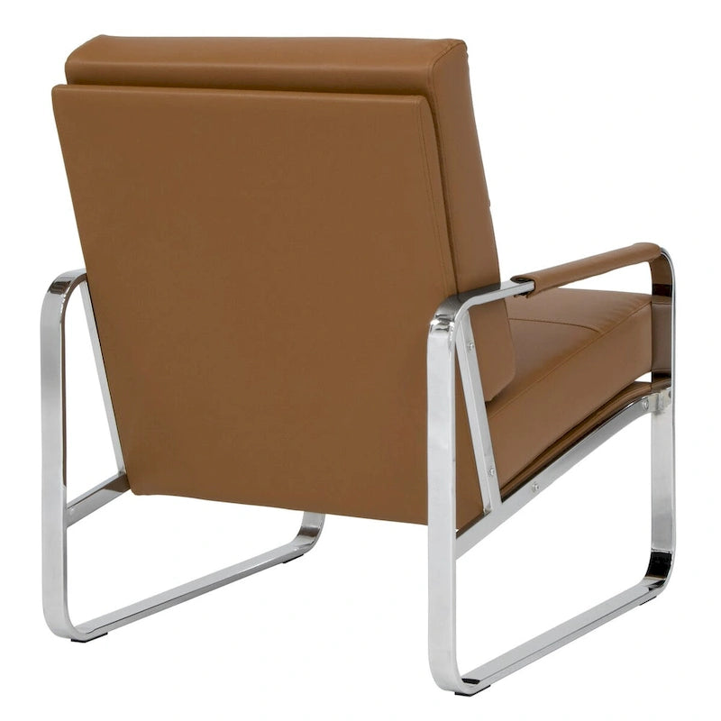 Metal and Bonded Leather Modern Accent Arm Chair