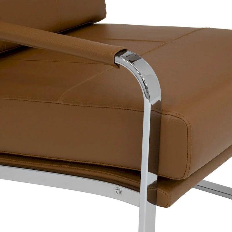 Metal and Bonded Leather Modern Accent Arm Chair