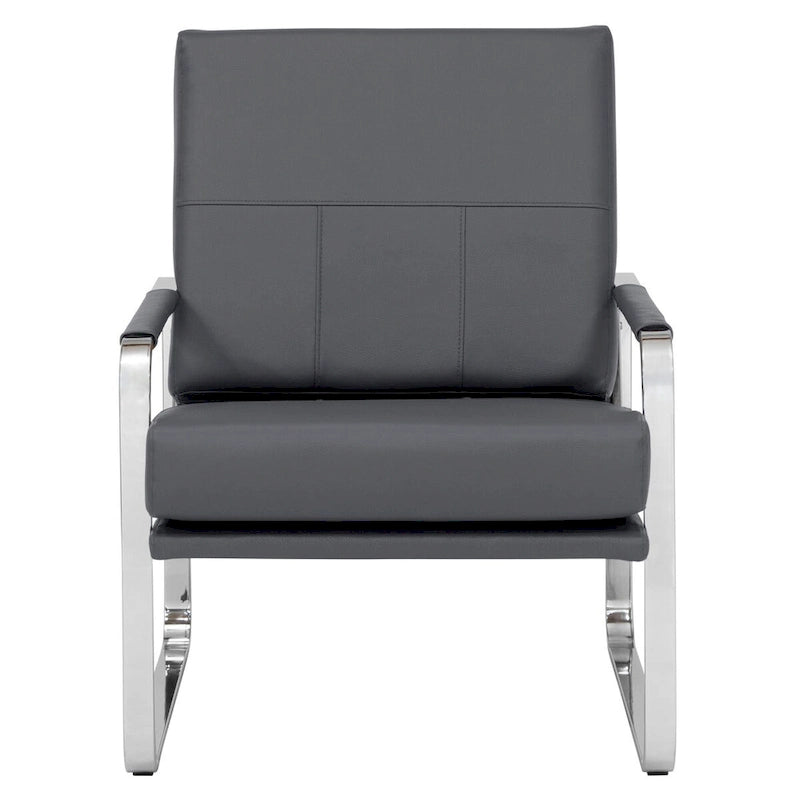 Metal and Bonded Leather Modern Accent Arm Chair